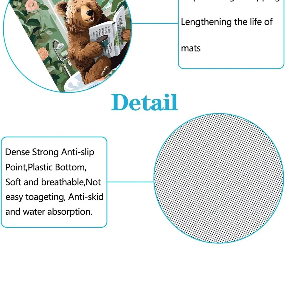 Bear Print Shower Curtain - Green and Brown